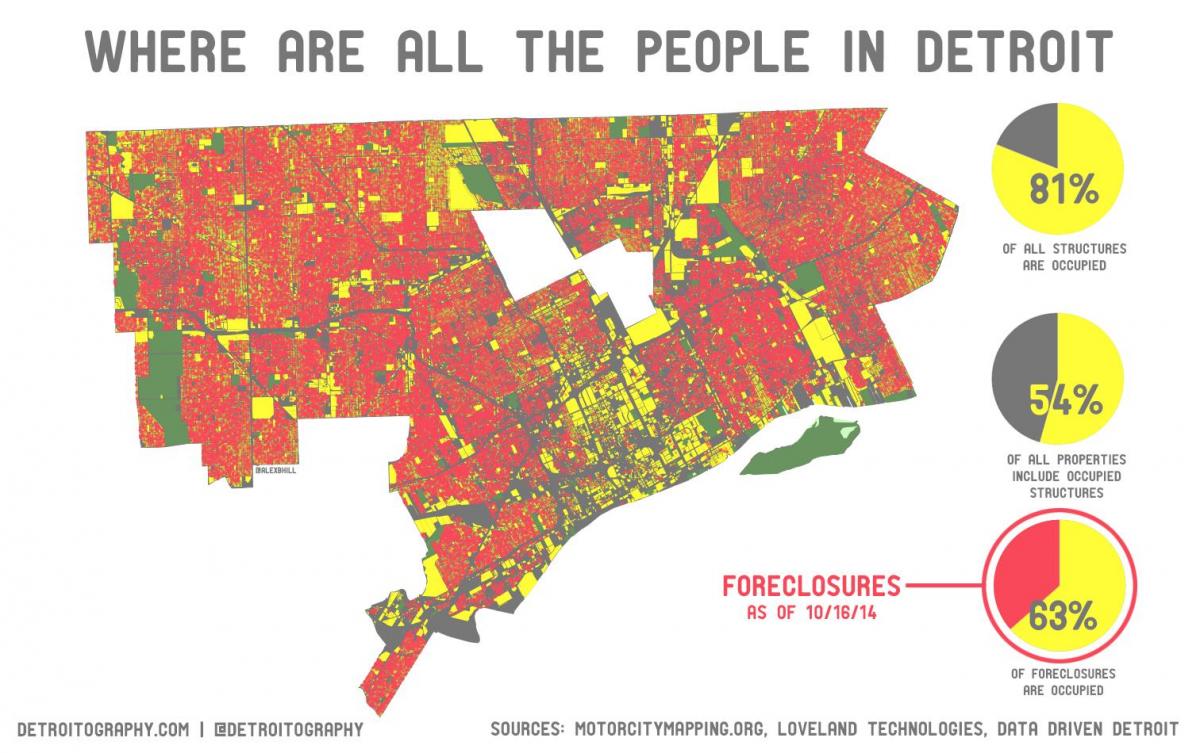 Detroit bevolking kaart