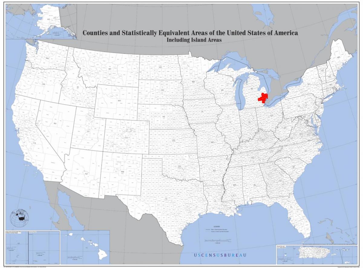 Detroit locatie op kaart