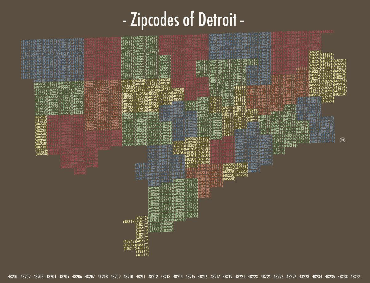 postcode kaart Detroit