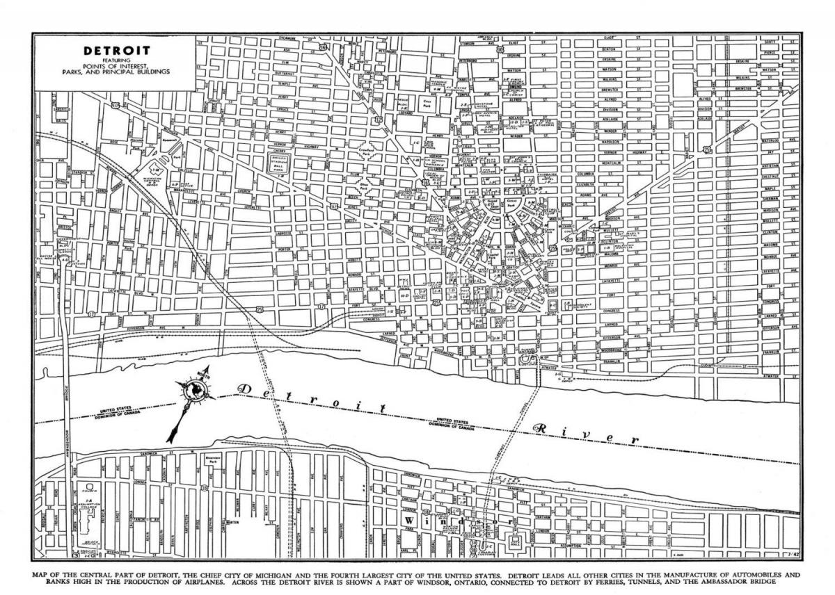 straat kaart van Detroit