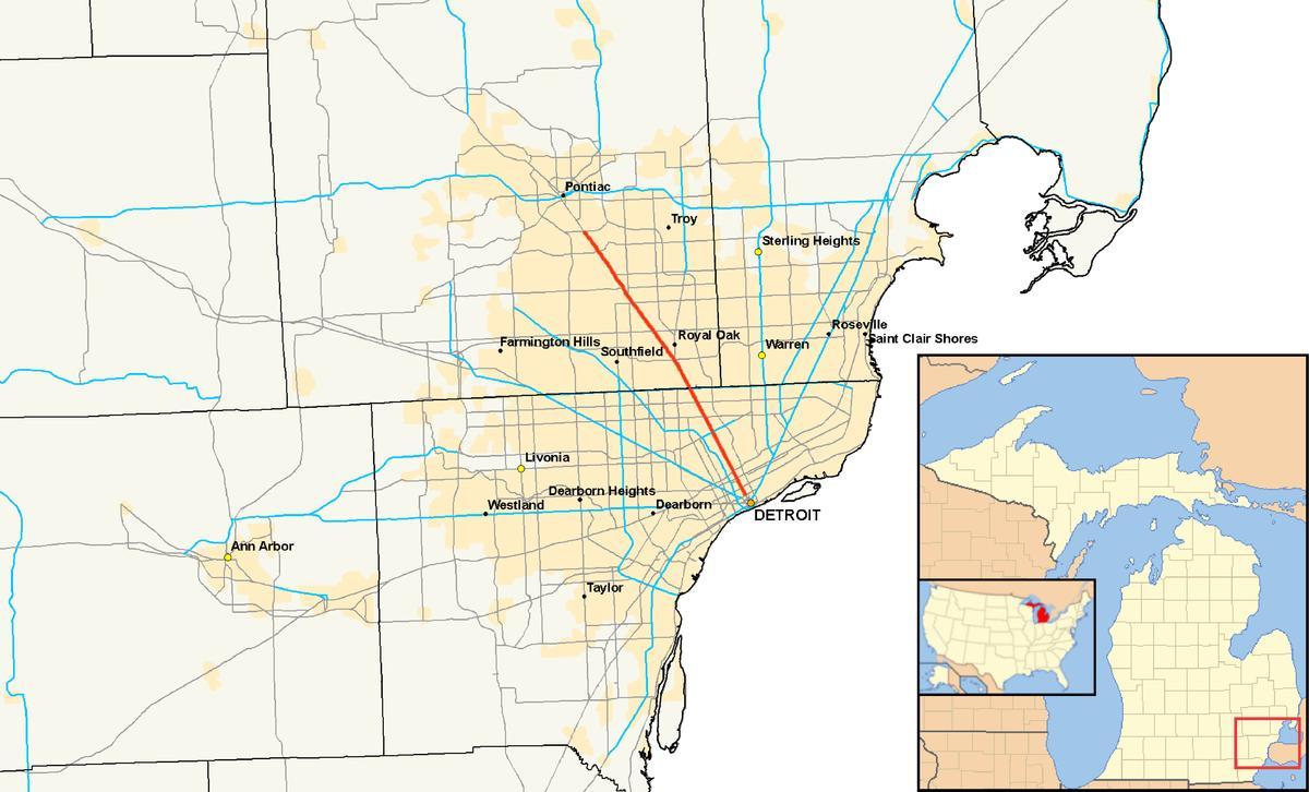 Detroit gemeenten kaart