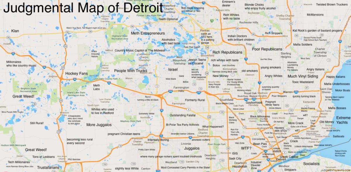 veroordeelt kaart van Detroit