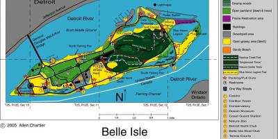 Kaart van Belle Isle in Detroit