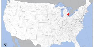 Detroit locatie op kaart