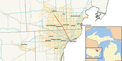 Detroit gemeenten kaart