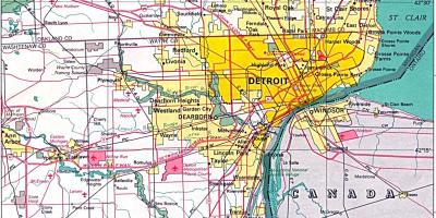 Kaart van Detroit voorsteden