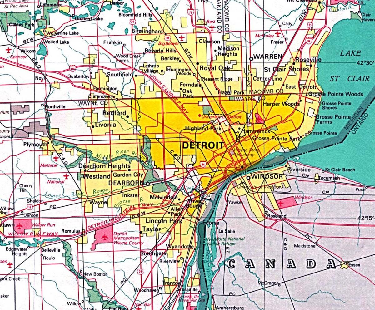 kaart van Detroit